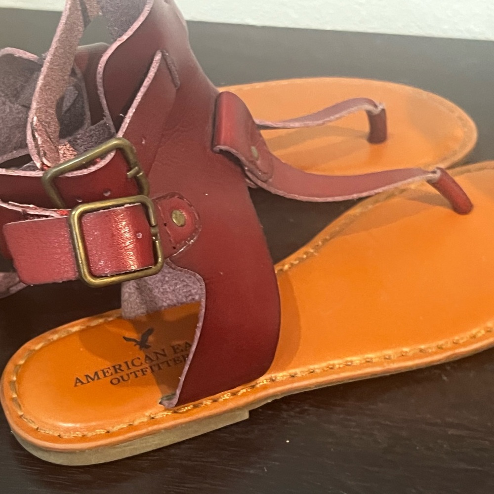 American Eagle Red and Tan Sandals